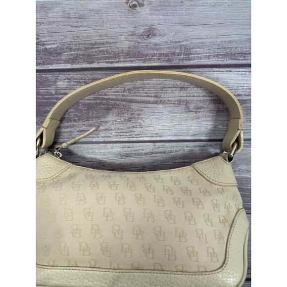 Dooney & Bourke handbag Beige Shoulder bagLeather & Signature Logo Fabric Hobo - Picture 11 of 16